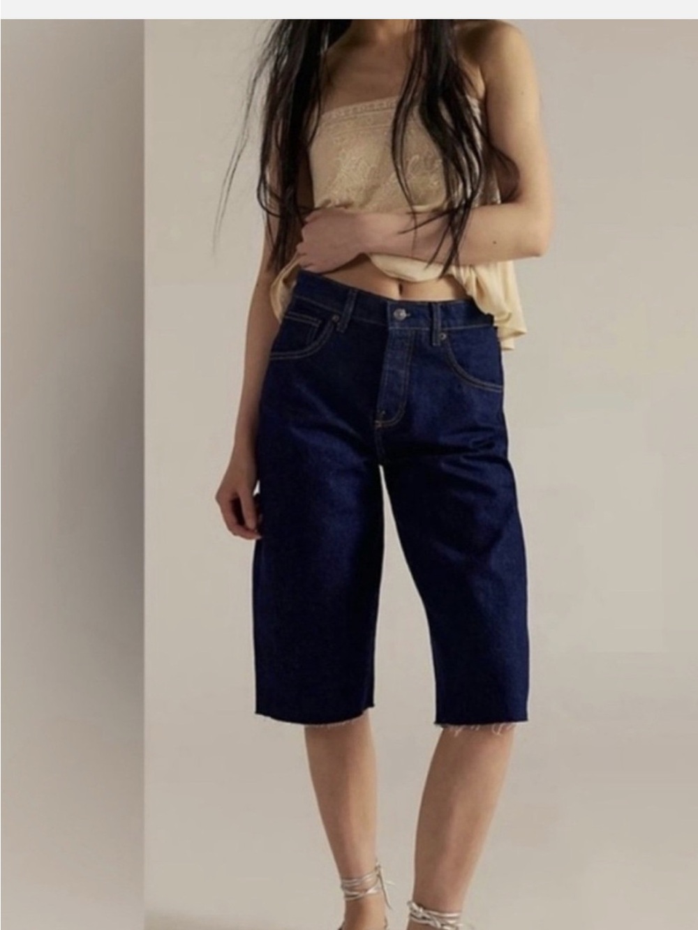 We the Free Jam Session Relaxed Dark Indigo Knee-Length Women’s Denim Capris